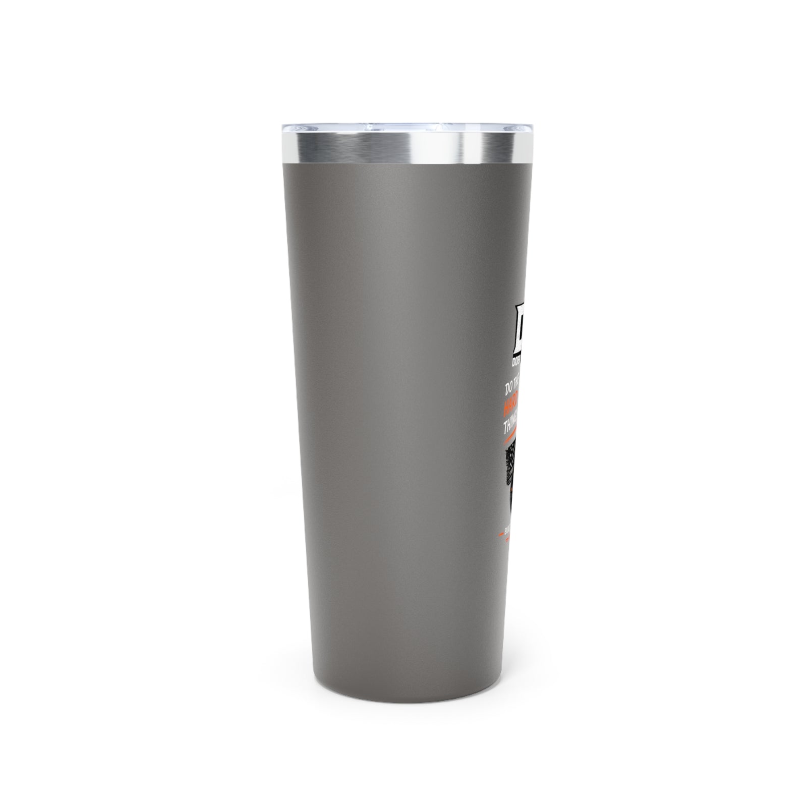 Doer Tough 22oz copper tumbler in truck cup holder — jobsite coffee tumbler