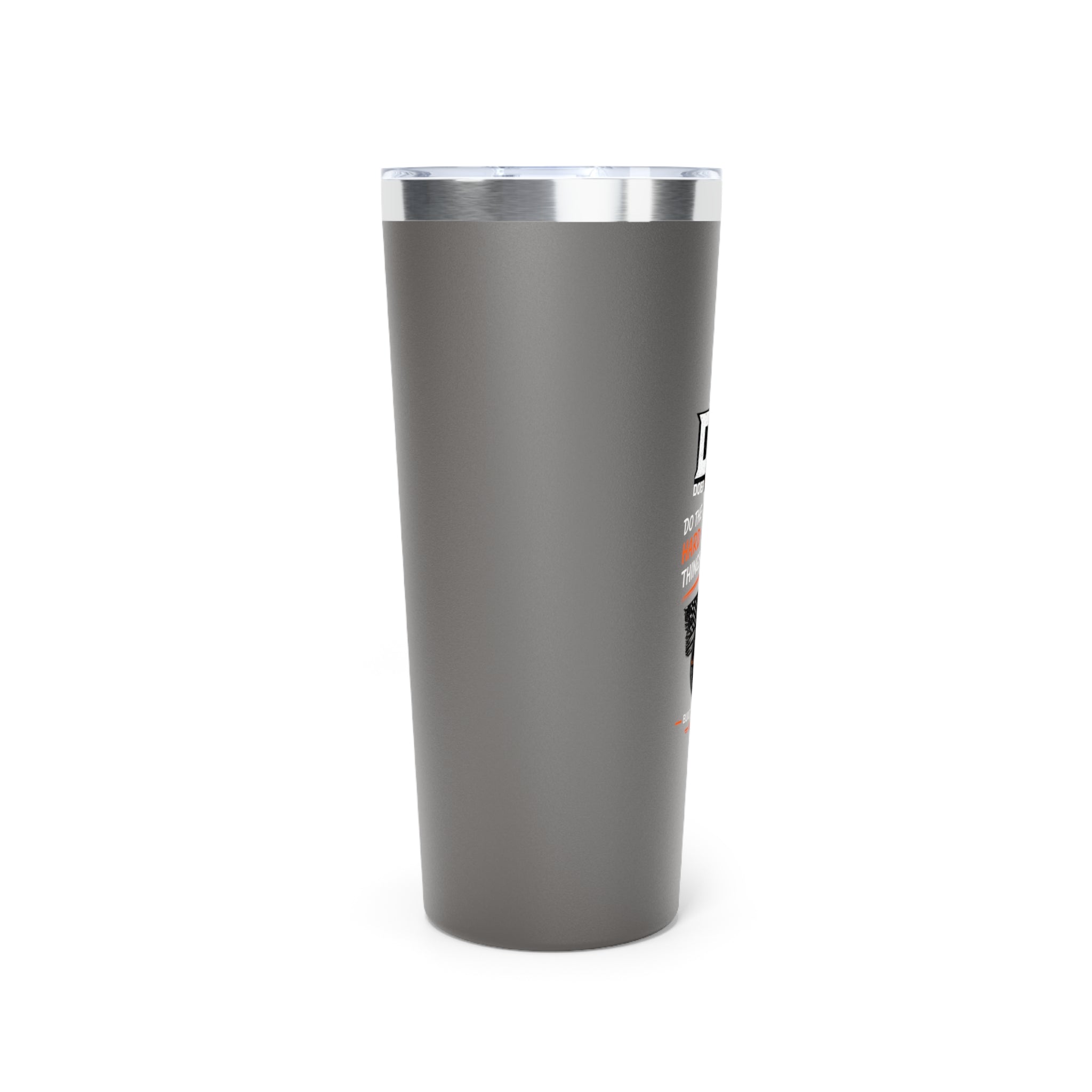 Doer Tough 22oz insulated tumbler in truck cup holder — Built Not Born work drinkware