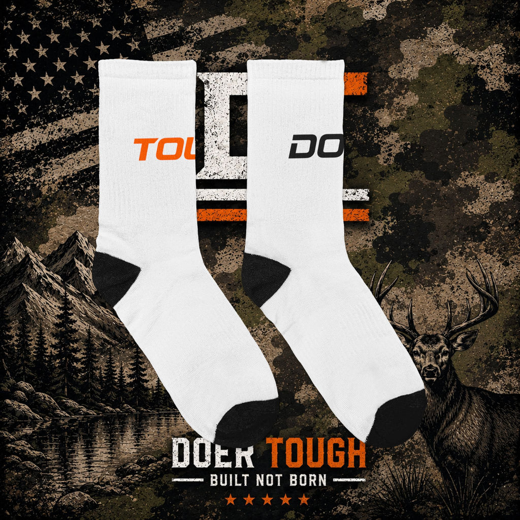 Doer Tough Unisex Padded Crew Socks, side detail showing ribbed top and cushioned sole