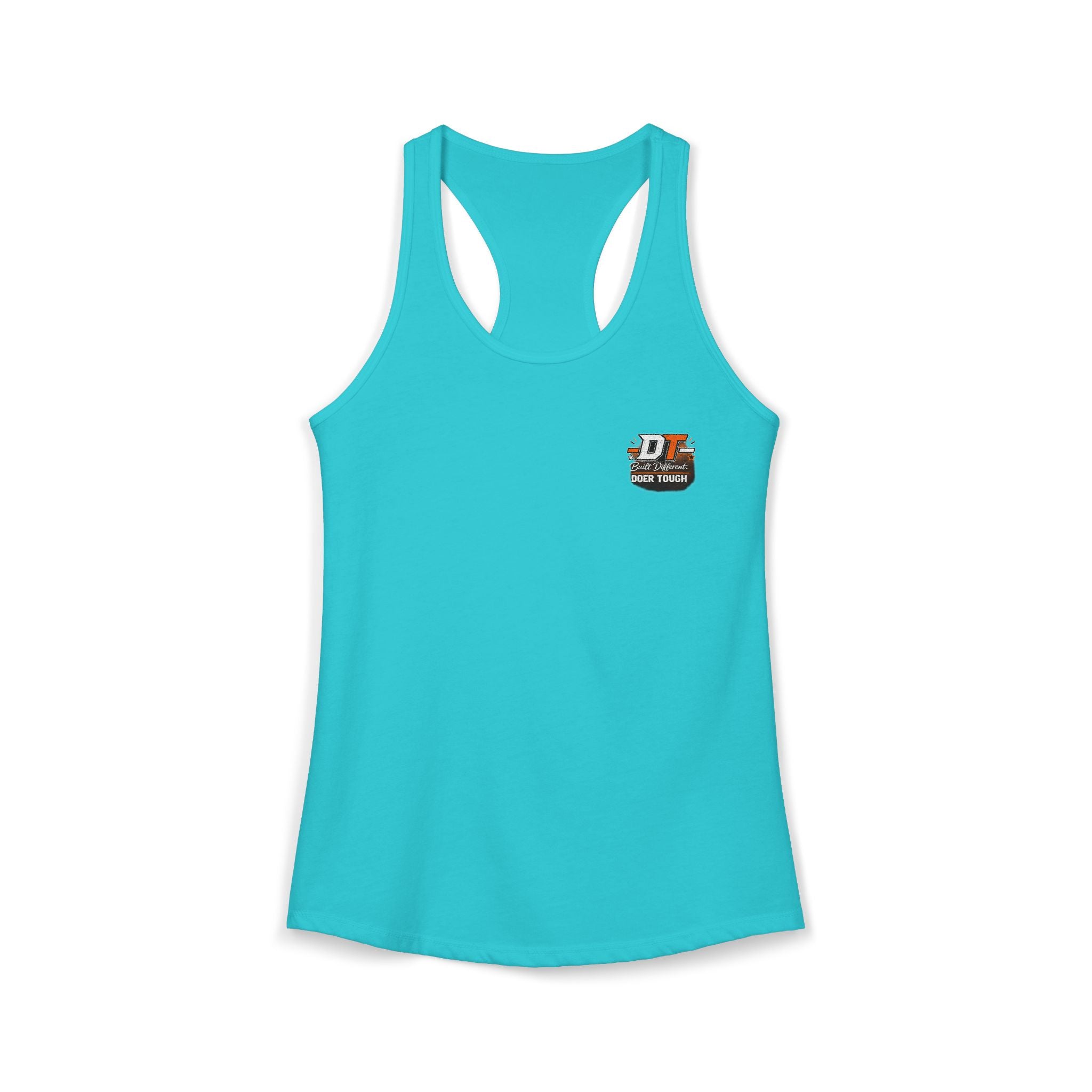 Doer Tough racerback tank blue — slim-fit women's training top