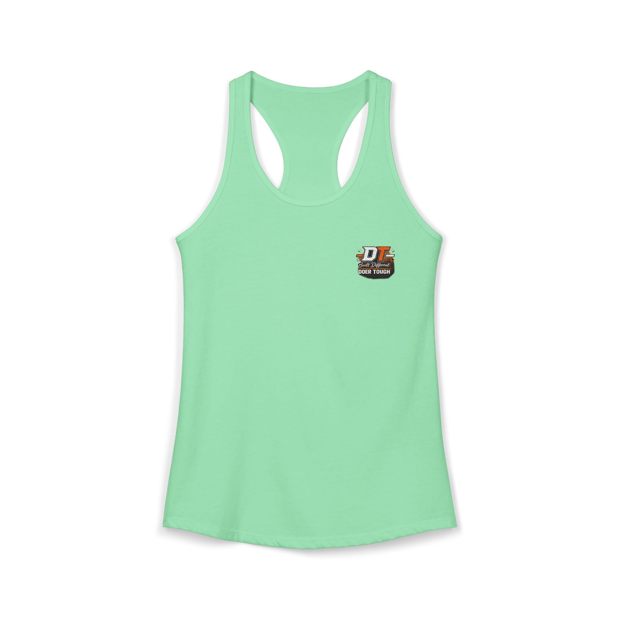 Doer Tough racerback tank red — women's gym and jobsite tank