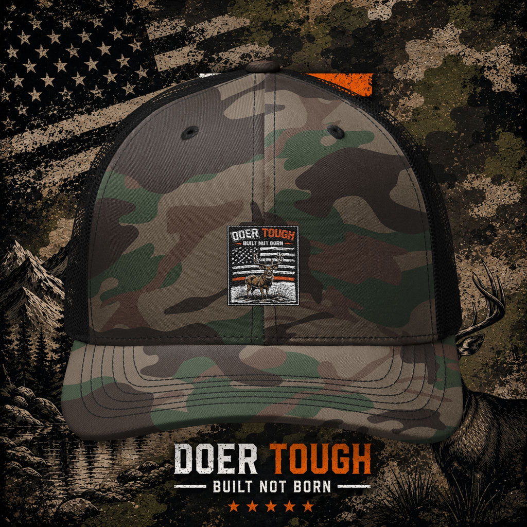 Doer Tough Embroidered Camo Trucker Hat | Hunting Mesh Cap