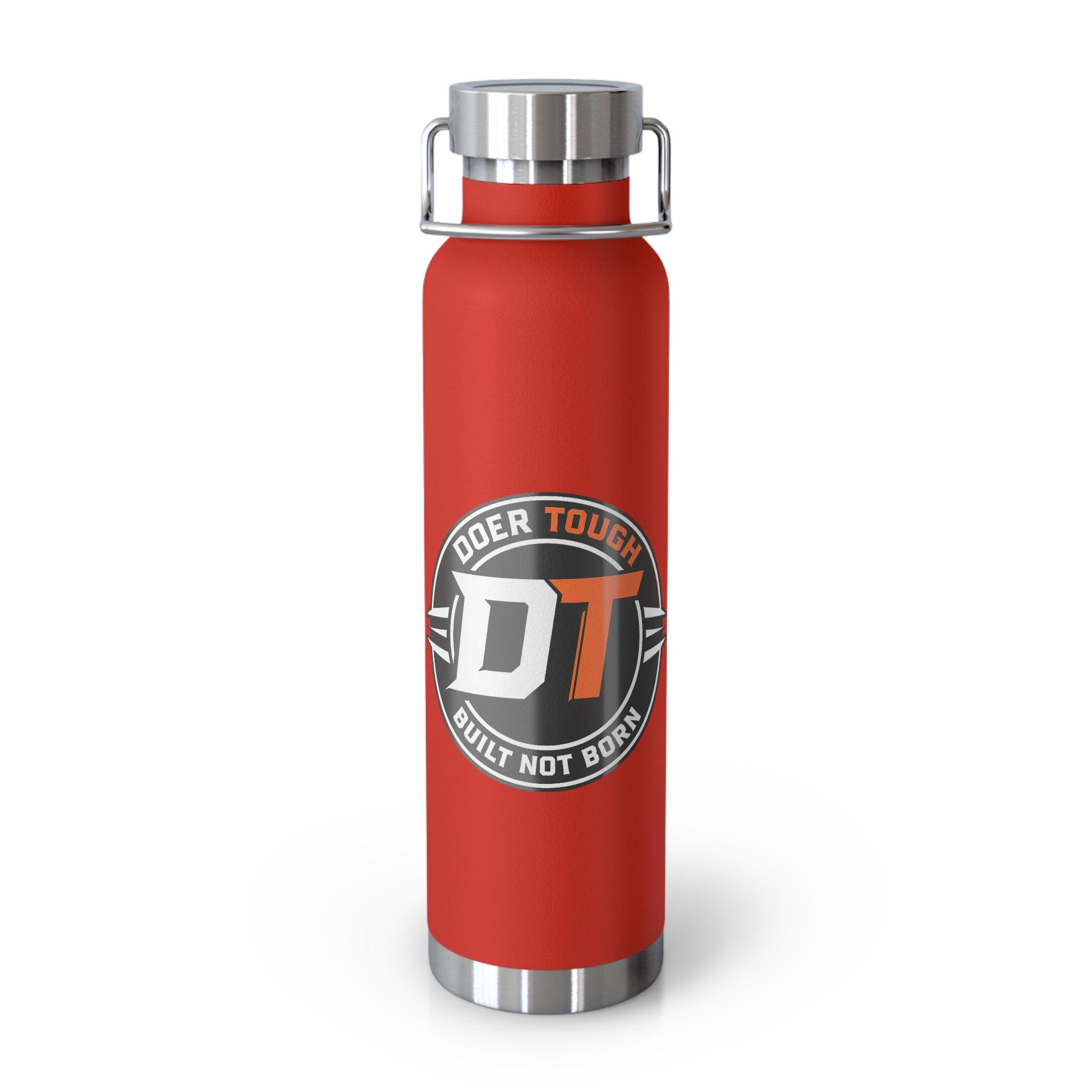 Doer Tough copper insulated bottle side view — 22oz jobsite water bottle