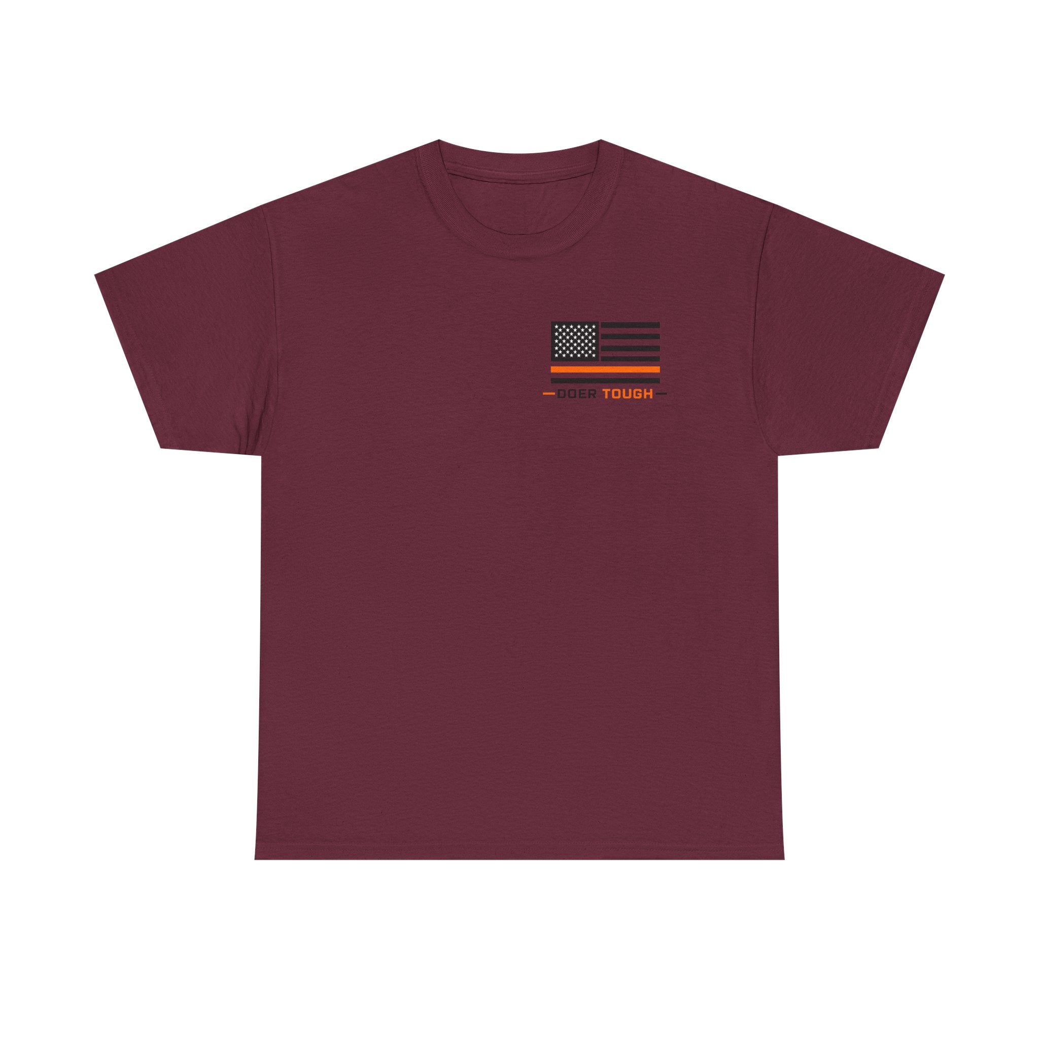 Doer Tough Heavy Cotton tee red — 100% cotton Built Not Born shirt