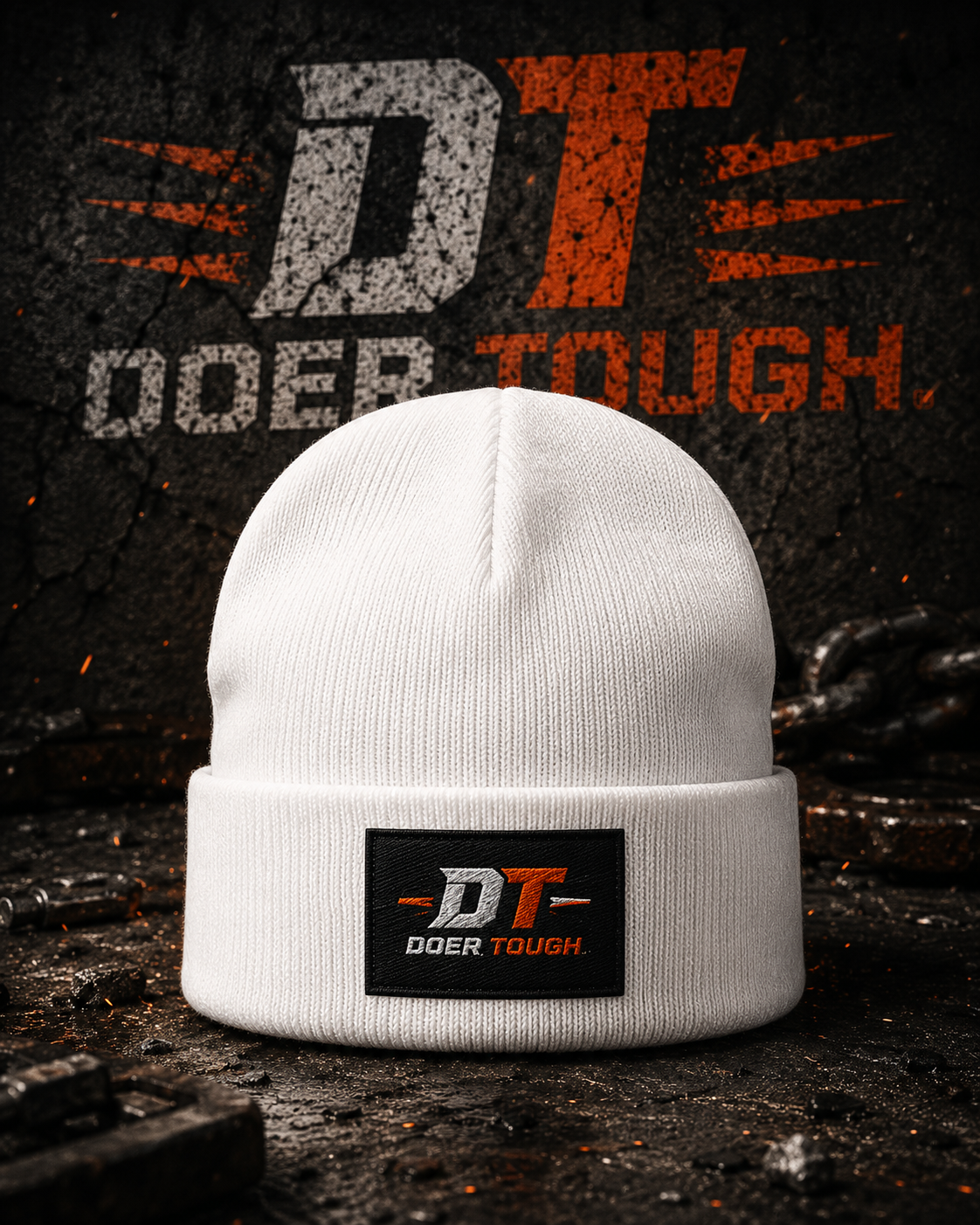 Doer Tough Knit Beanie | Embroidered Work Ethic Hat | Blue Collar Winter Beanie
