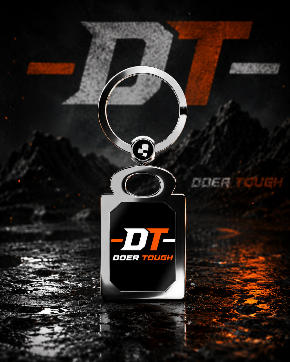 Doer Tough keychain — zinc alloy Built Not Born keyring