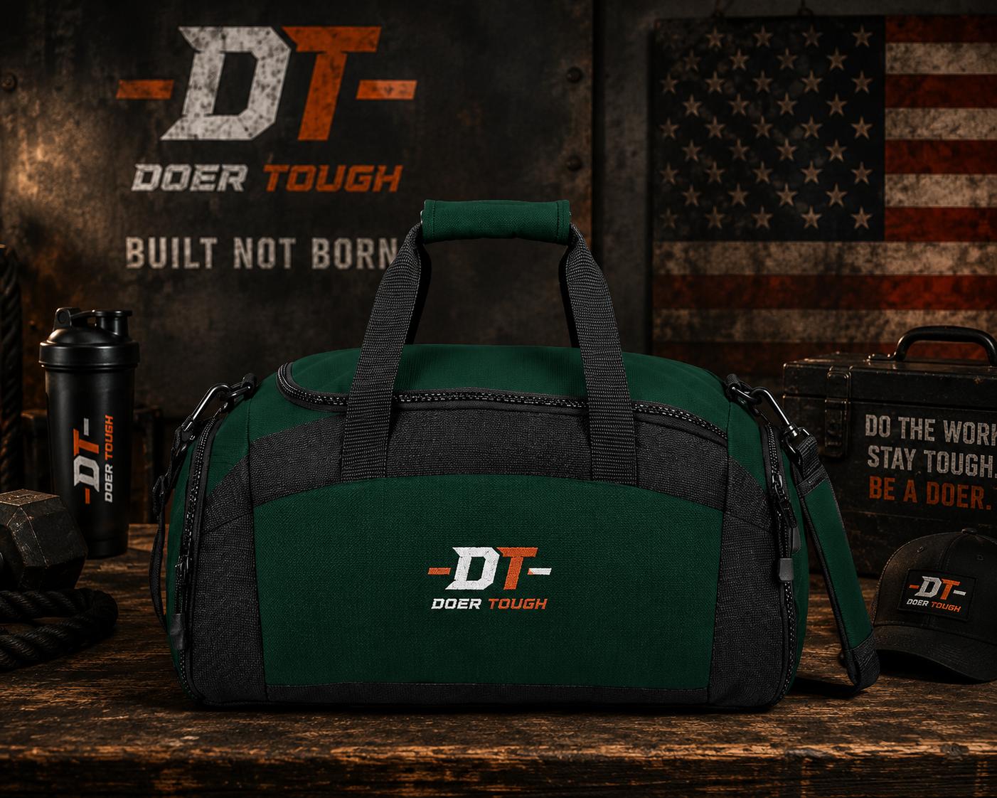 Doer Tough Gym Bag | Built Not Born Duffel | Work & Training Bag