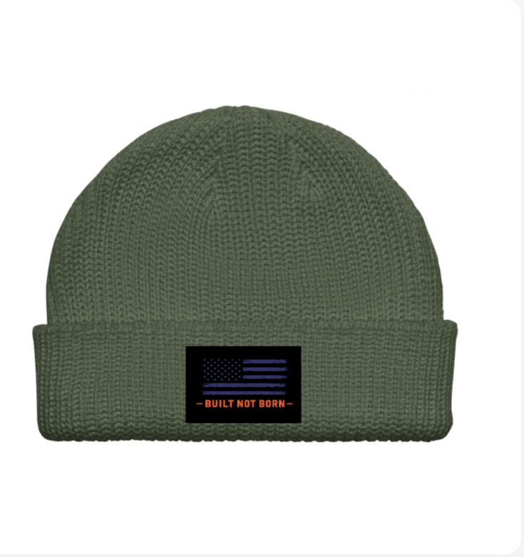 Built Not Born beanie in green