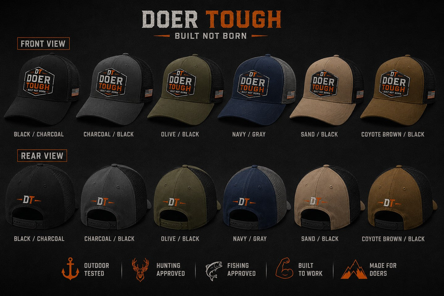 Doer Tough Built Not Born Hat