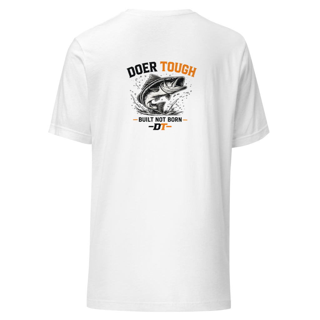 Doer Tough Statement Tee white back — Built Not Born blue-collar motivational shirt