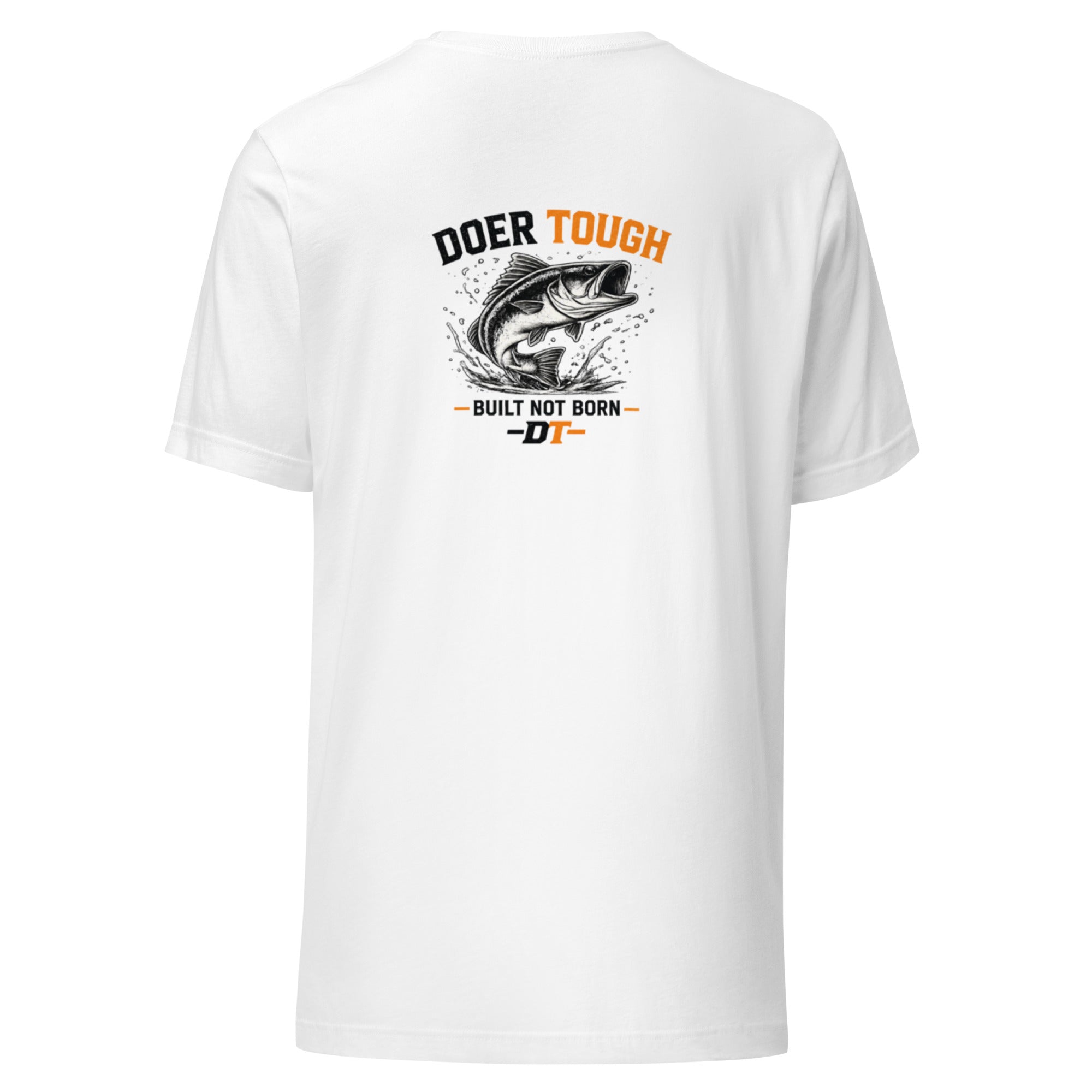 Doer Tough Statement Tee white back — Built Not Born blue-collar motivational shirt